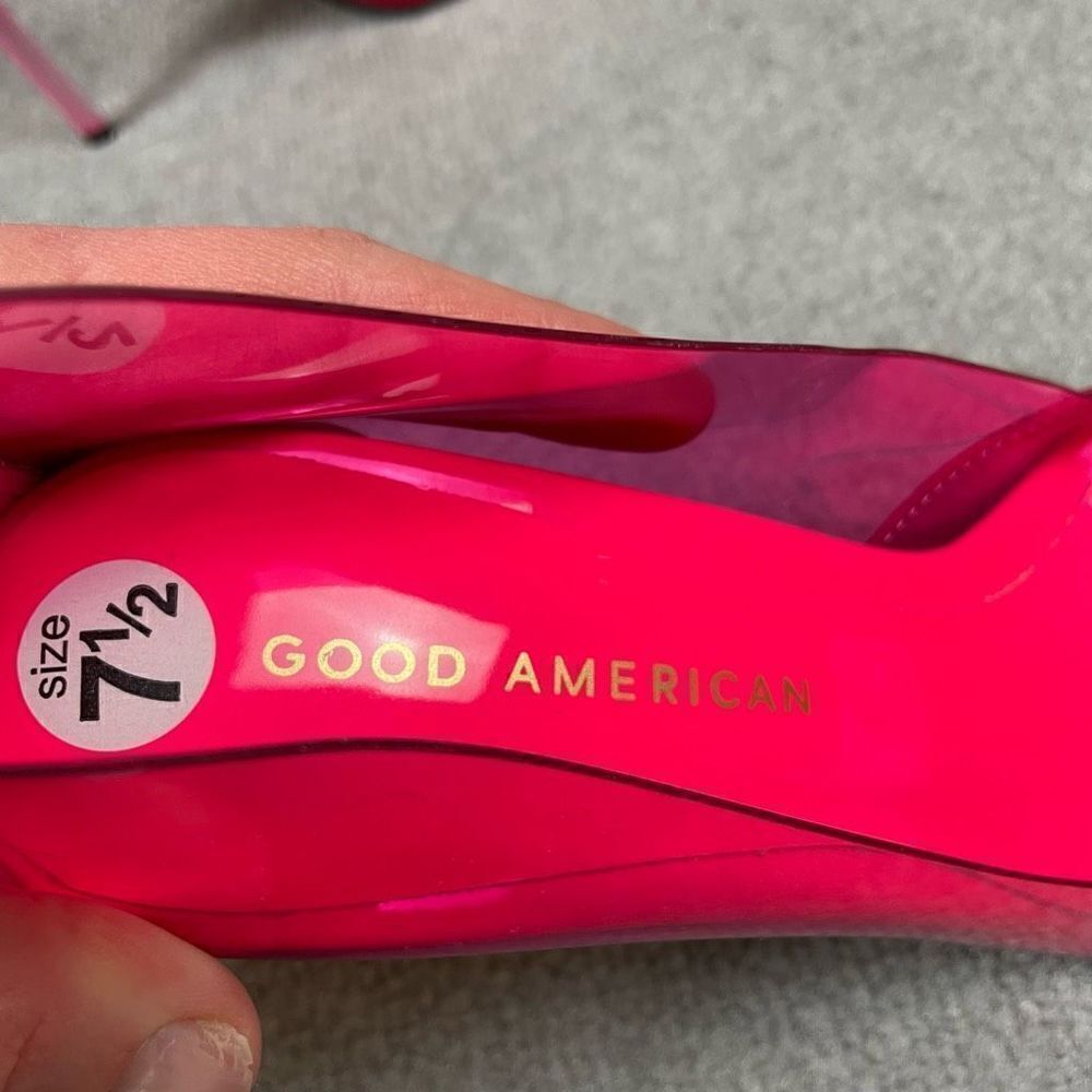 NEW Good American Cinderella Hot Pink Embellished Pump Heels Women’s 7.5 - Picture 4 of 5